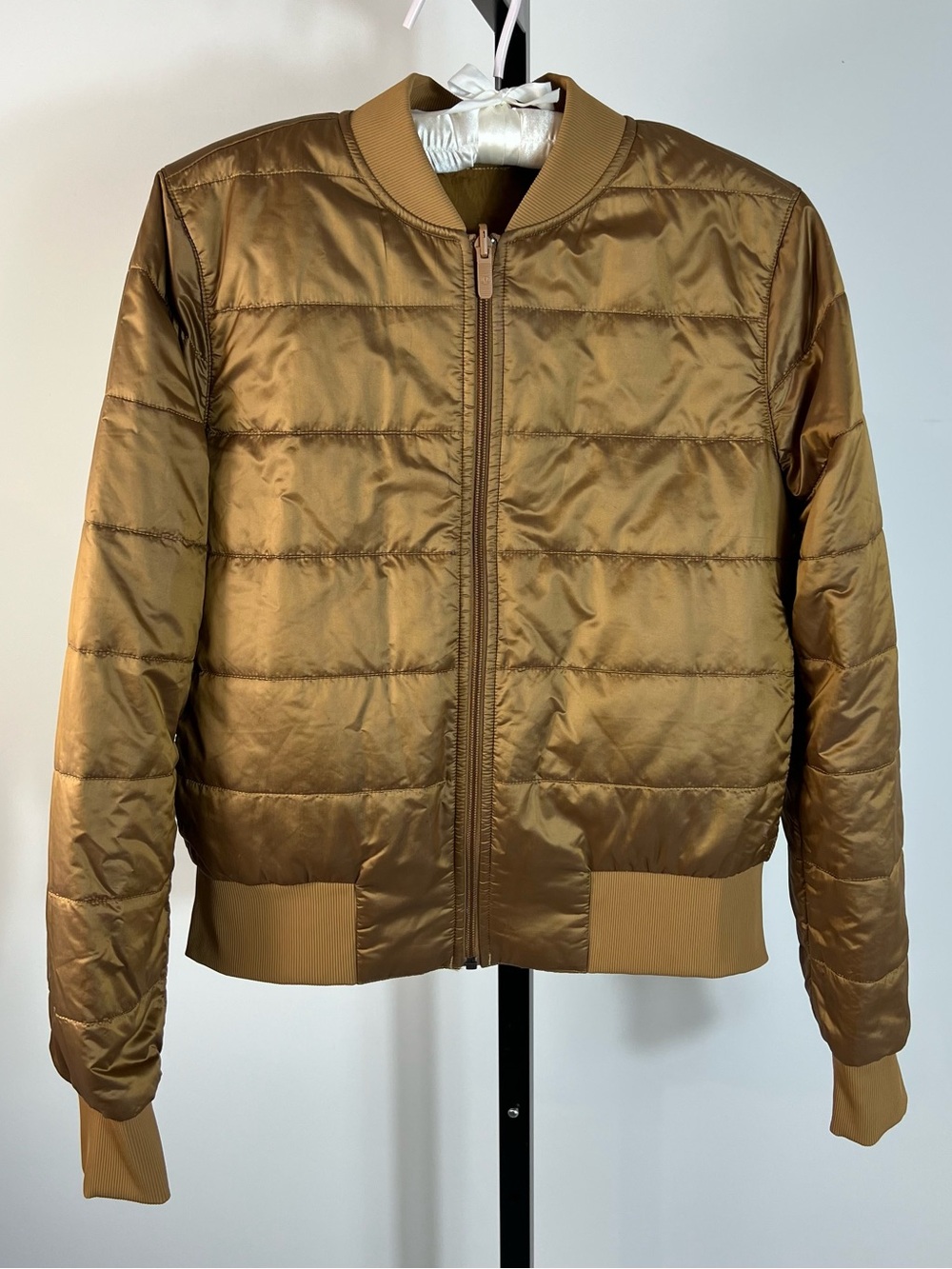 Lululemon Non Stop Reversible Gold Frontier Zip Up Lightweight Bomber Jacket 6